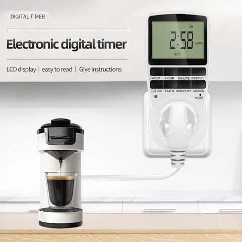 Electronic Digital Timer Switch EU FR BR Plug Kitchen Timers 230V 7 Day12/24 Hour Programmable Control Timing Socket Outlet