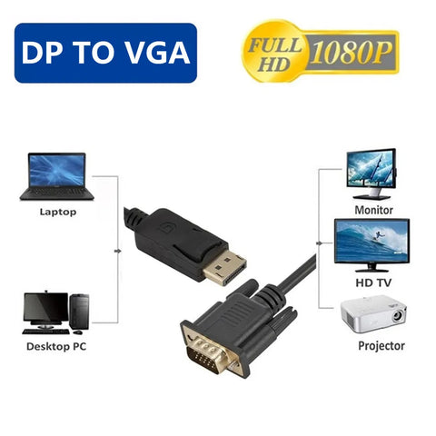 1080P 1.8M DP TO HDMI cable Adapter DP TO VGA cable Adapter DP TO DVI Adapter DP TO DP cable Adapter for PC Laptop HD Projector