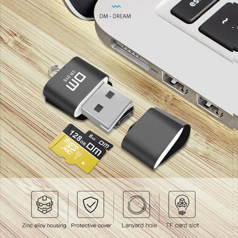 DM CR015 MicroSD Card Reader with TF Card Slot become USB Flash Drive for computer or for car USB Adapter