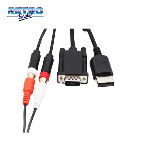 RetroScaler VGA Cable for Dreamcast console High Definition + 3.5mm to 2-Male RCA Adapter