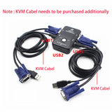 USB 2.0 KVM Switch Switcher 1920*1440 VGA SVGA Switch Splitter Box 2 Port with Two Cables for Keyboard Mouse Monitor Computer