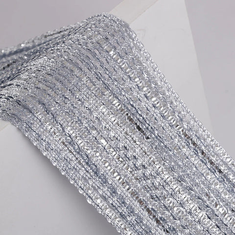 1m*2m Beaded Curtain Door Tassel String Curtain Partition Curtain Silver Tassel Silver Door Curtain Line Curtain Home Decoration