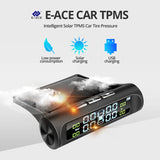 E-ACE Solar Power TPMS Car Tire Pressure Alarm Monitor System Auto Security Alarm Systems Tyre Pressure Temperature Warning