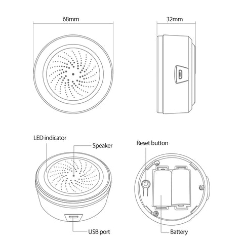 Coolcam Tuya Zigbee Smart Siren Alarm For Home Security with Strobe Alerts Support USB Cable Power UP Works With TUYA Smart Hub