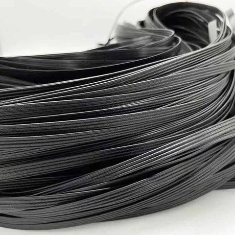 500G70M Black four-wire flat synthetic rattan woven material, used to weave and repair plastic rattan for chairs, tables, hammoc