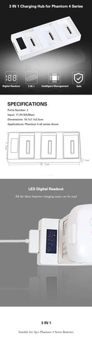 3 IN 1 Battery Parallel Charging Hub Charging Board With Digital Display for DJI Phantom 4/PRO+/phantom 4 advanecd +