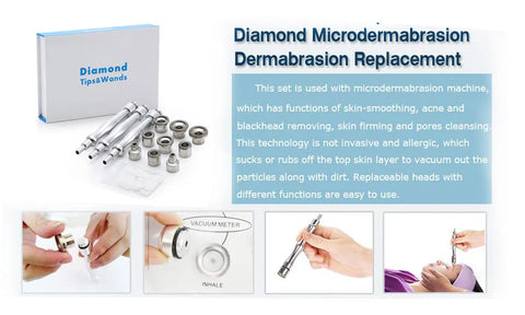 Beauty Star Diamond Microdermabrasion 9 Tips 3 Wands Dermabrasion Facial Skin Peeling Blackhead Remover Face Skin Care Salon