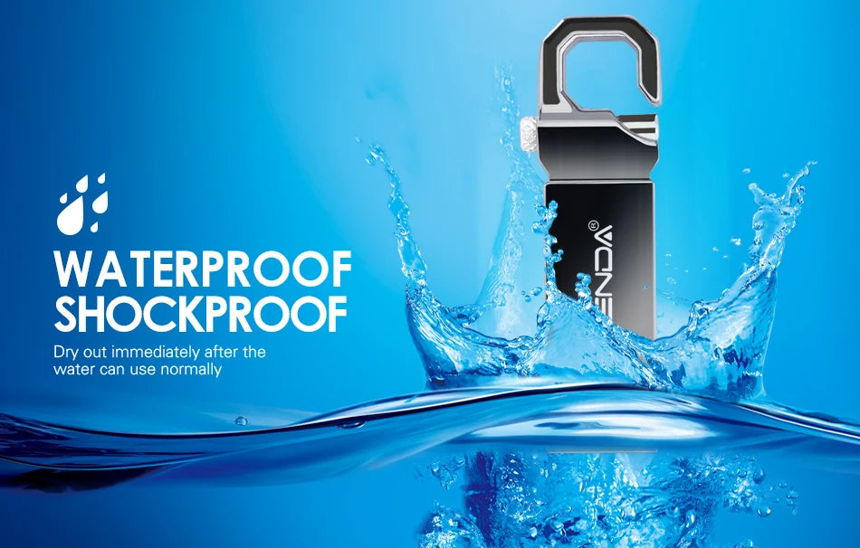 WANSENDA Waterproof USB Flash Drive Metal Pendrive 8GB 16GB 32GB 64GB 128GB Portable USB2.0 Memory Stick Flashdisk