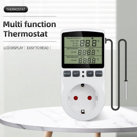 Timer Socket Thermostat Digital Temperature Controller EU Plug Outlet With Timer Switch Heating Cooling AC 110V~230V