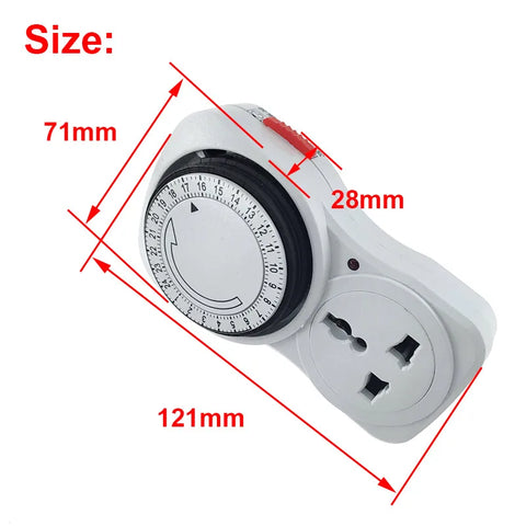 24 Hour Cyclic Timer Switch Kitchen Timer Outlet Loop Universal Timing Socket Mechanical Timer 230VAC 3500W 16A UK EU CN US Plug