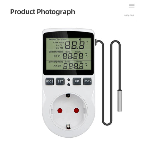 Timer Socket Thermostat Digital Temperature Controller EU Plug Outlet With Timer Switch Heating Cooling AC 110V~230V