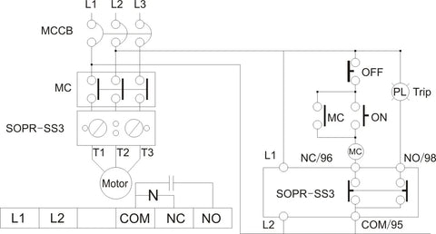 Samwha-Dsp SOPR-SS3-440 Electronic Overload Relay Motor Protector Thermal Overload Relay (Un:180-460VAC)