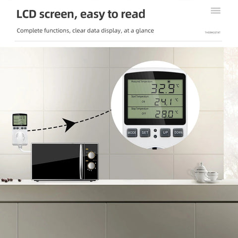 Timer Socket Thermostat Digital Temperature Controller EU Plug Outlet With Timer Switch Heating Cooling AC 110V~230V