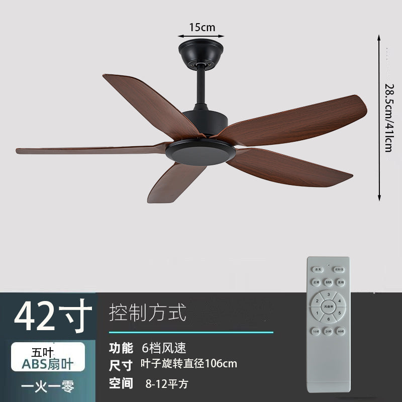 Large Wind Dining Retro Ceiling Fan Black Mute Remote Control Fan Living Room Home Commercial Restaurant Minimalist Electric Fan