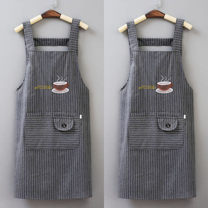 Korean-Style Anti-Fouling Cotton and Linen Belt Apron