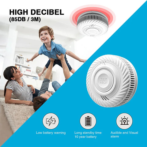 Built-in 10 Year Battery Smoke Detector WiFi Function Tuya Smart Home Parlor Child Room Kitchen Shop Fire Sound Alarm Sensor