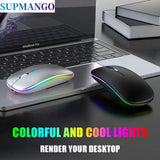 Wireless Mouse Gaming Mouse Backlight USB Compatible RGB Rechargeable Mice Silent Backlit Ergonomic Gaming Mouse for Laptop PC