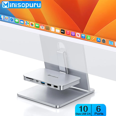 Minisopuru iMac Hub for iMac 24 inch 2021/2023/2024 with USB 3.2 10Gbps for iMac 24 M1 M3 M4 and Studio Display 27 inch USB Hubs