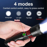 20000000LM Most Powerful LED Flashlight USB Rechargeable Lamp 900W LED Flashlights Super Bright Zoomable Torch Long Shot 4000M