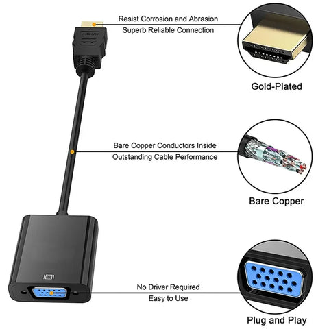 HDMI-compatible To VGA Converter Cable 1080P Full HD HDMI-VGA Conversion Adapter Cable For PC HDTV Projector Tablet Monitor