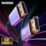 NIERBO DisplayPort Cable 8K DP 1.4Cable 8K@60Hz 4K@144Hz Braided High Speed Display Port Cable Compatible with TV Monitor Laptop