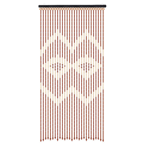 Door Beads Curtain, 27 Lines Bamboo Wood Door Curtain 90x175cm, Wooden Bead Curtain With Jagged Pattern