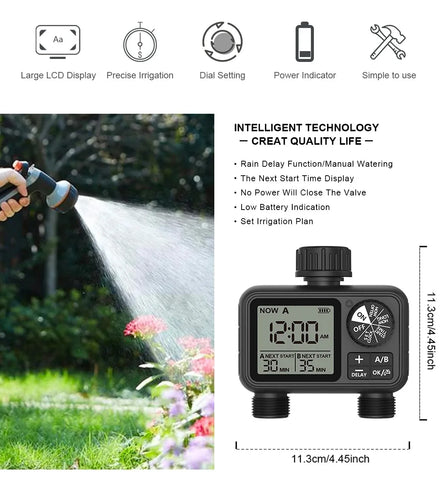 Newest 2-outlet Digital Water Timer Independent Programming Control Adjustable Sprinker Easy Installation Garden Lawn Irrigate