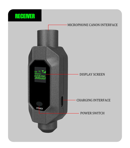 Wireless Microphone System XLR Mic Converter Adapter UHF Automatic Transmitter Setup For Condenser Dynamic Mic