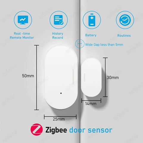 Smart Zigbee Door & Window Magnetic Sensor For Monitoring Open/Closed Status, App Remote Alarm Ideal For Home Security Detection