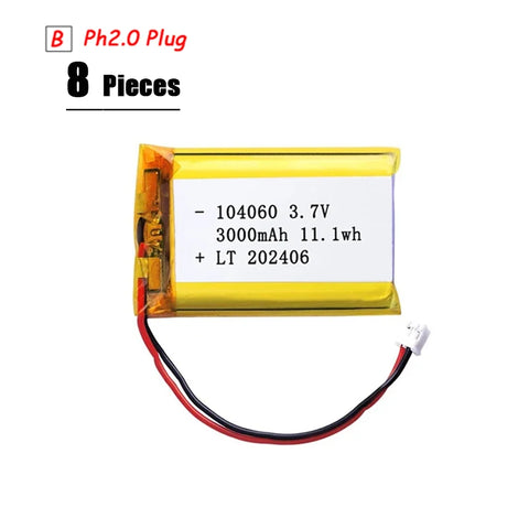 104060 3000mAh 3.7V Polymer Lithium Battery For Humidifiers Gps Navigation Devices Smart Wearable Locator Bluetooth Speaker