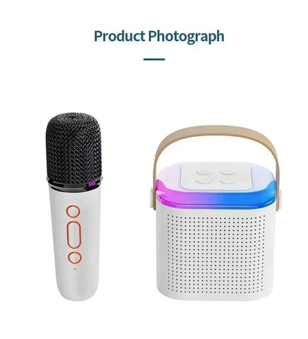 VIKEFON Mini Karaoke Machine LED Portable Bluetooth Speaker Suitable For Birthday Family Parties For Girls And Boys Microphone