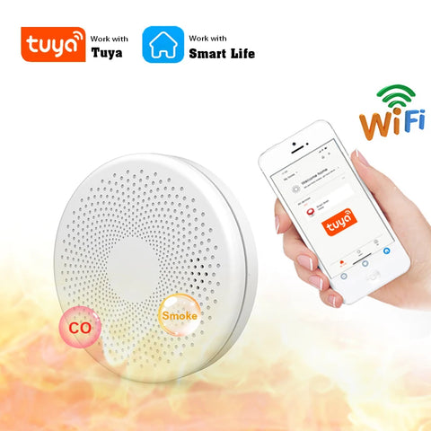 2-in-1 WiFi Tuya Smart Carbon Monoxide &amp; Smoke Detector Alarm