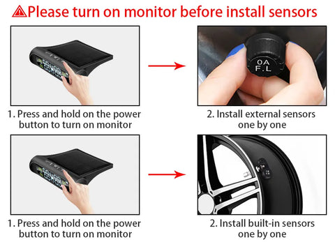 E-ACE Solar Power TPMS Car Tire Pressure Alarm Monitor System Auto Security Alarm Systems Tyre Pressure Temperature Warning