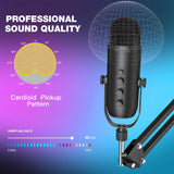 Haomuren Professional USB Streaming Podcast PC Microphone Studio Cardioid Condenser Mic Kit with Boom Arm For Recording YouTube