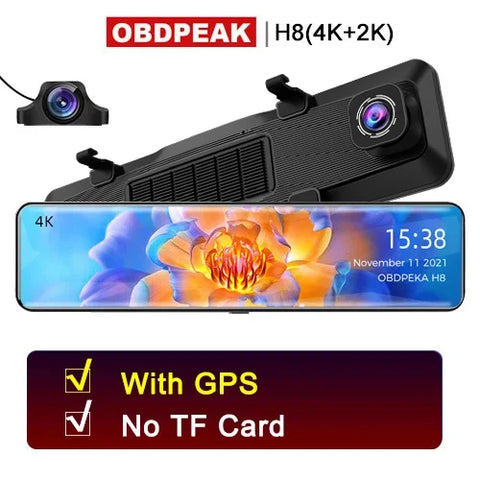 4K Car DashCam 3840*2160P DVR GPS Track WIFI APP Dual Lens Rearview Mirror HDR Night Vision Auto Video Recorder 2K Rear Camera