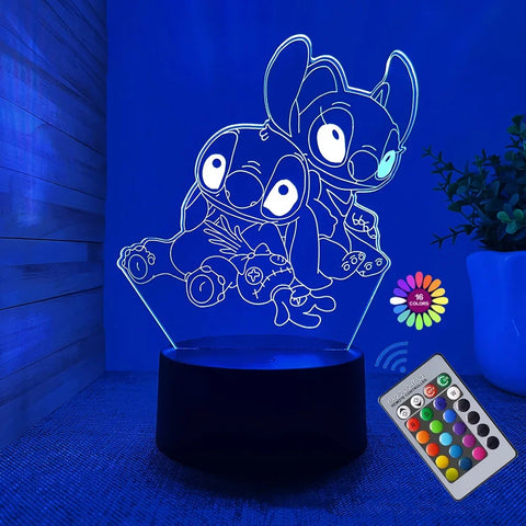 3D Illusion Stitch Night Light with Remote Control and Smart Touch Room Decor Lamp Birthday Valentine's Day Christmas Gifts