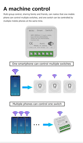 16A WiFi Smart Switch DIY Wireless Tuya Smart Home Alexa Yandex Alice Mini Interruptor Two Way Voice Control Smart Life