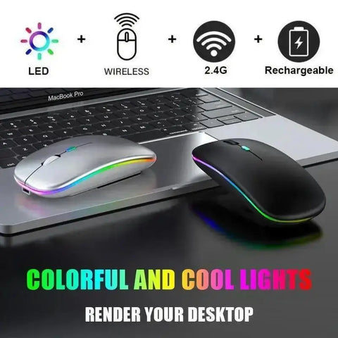 Wireless Mouse Gaming Mouse Backlight USB Compatible RGB Rechargeable Mice Silent Backlit Ergonomic Gaming Mouse for Laptop PC