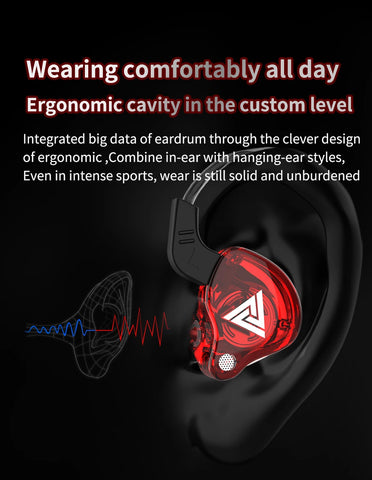 Original QKZ AK6 Dual Drive Earphones 3.5mm AUX Universal Wired Headphones HiFi Sound Music With MIC In-ear Sports Game Headset