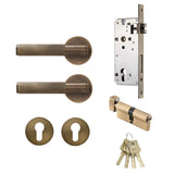 Dooroom Brass Door Lever Set Knurled Privacy Passage Dummy Thumbturn Lock Handle Set Knurled Hardware