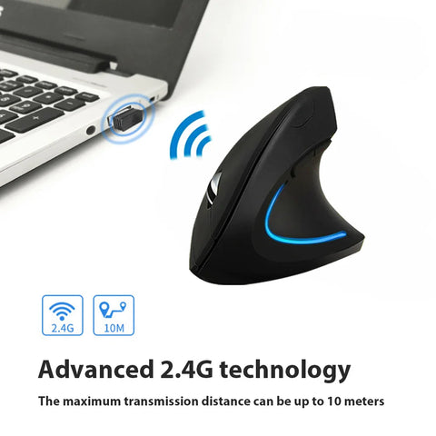 2.4G Rechargeable Wireless Bluetooth Mouse 1600 DPI 6 Buttons Silent Button Ergonomic Vertical Mouse Gaming Mouse for Laptop PC