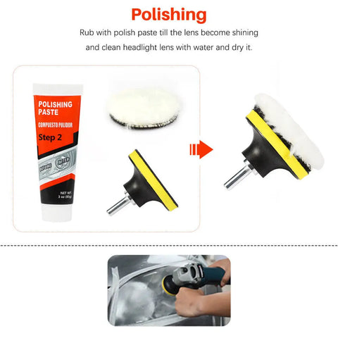 16pcs Car Headlight Lens Restoration Repair Kit Polishing Cleaning Tool  Car Wash & Maintenance Headlight Assembly Repair Tool