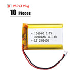 104060 3000mAh 3.7V Polymer Lithium Battery For Humidifiers Gps Navigation Devices Smart Wearable Locator Bluetooth Speaker