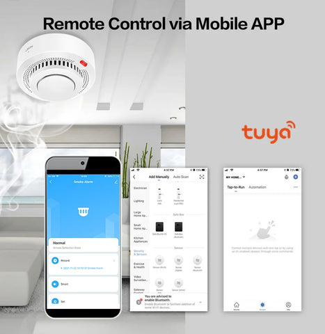 Tuya WiFi Smoke Alarm Fire Protection Smoke Detector Smoke House Combination Fire Alarm Home Security System Firefighters