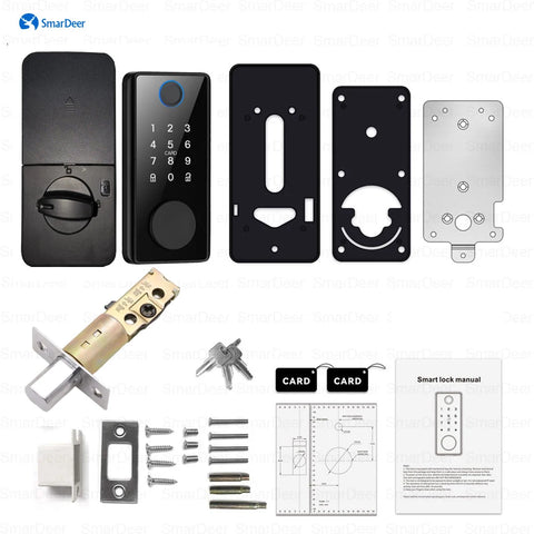 SmarDeer Electronic Door Lock for Tuya Lock with Deadbolt lock Fingerprint Lock Keyless entry with SmartLife App Remote unlock