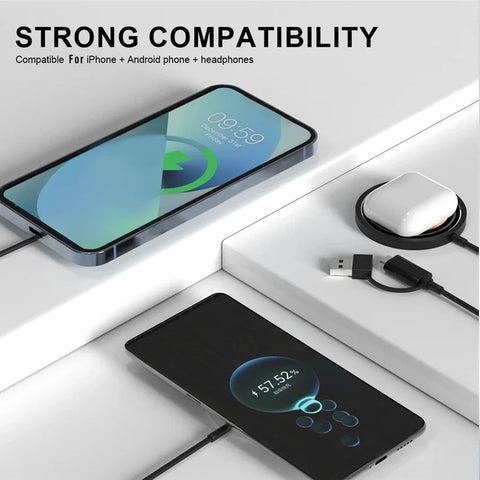 Magnetic Wireless Charger Pad Stand For iPhone 15 14 13 12 Pro Max Airpods USB Type C PD 15W Magnet Fast Charging Dock Station