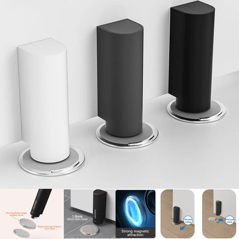 Door stop magnetic Door stopper Milk white black nail free Door base door hardware close prevention door closer Bumper block