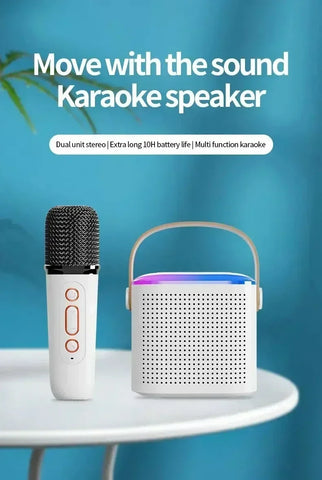 VIKEFON Mini Karaoke Machine LED Portable Bluetooth Speaker Suitable For Birthday Family Parties For Girls And Boys Microphone