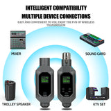 Wireless Microphone System XLR Mic Converter Adapter UHF Automatic Transmitter Setup For Condenser Dynamic Mic