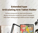 Tablet Holder for Bed with Long Metal Arm iPad Stand Tablet Bracket 360° Rotating Bed Phone Mount for 4.5~12.9 inch Phone Tablet